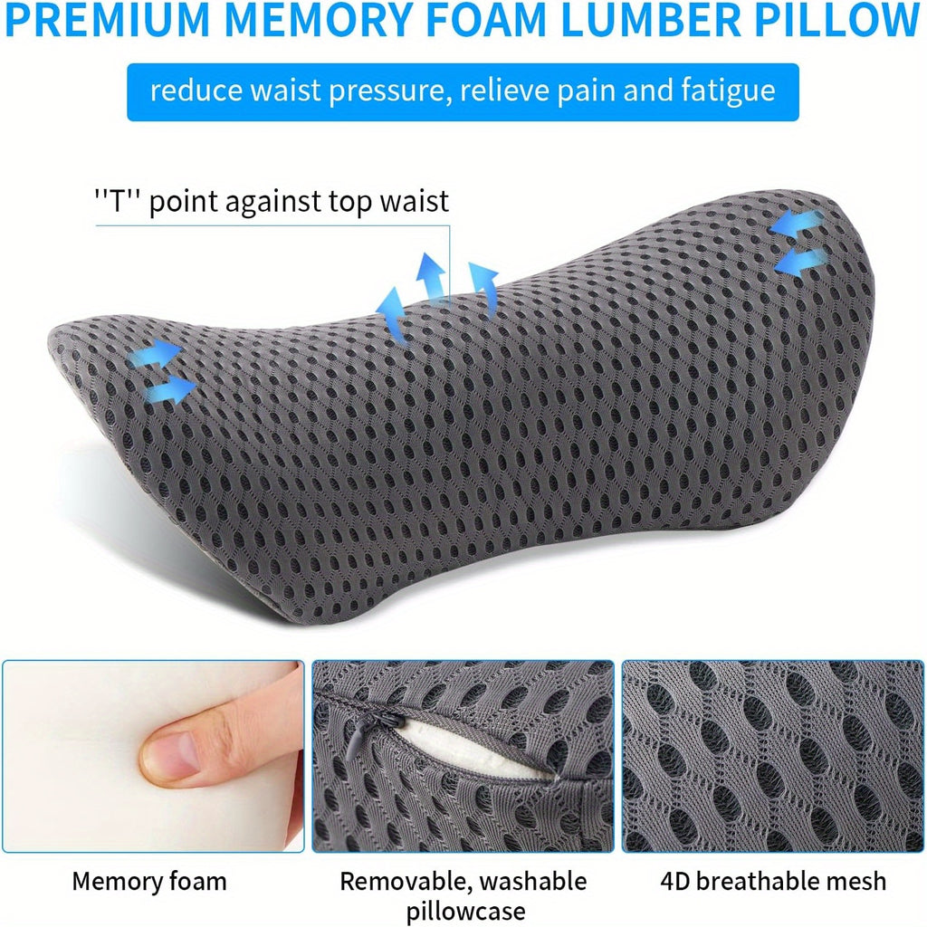 Lumbar Pillow, Lumbar Support Pillow for Office Chair and Car Seat, Back Support Pillow for Lower Back Relief, Support Cushion Back Pillow for Sleeping, Driving, Resting