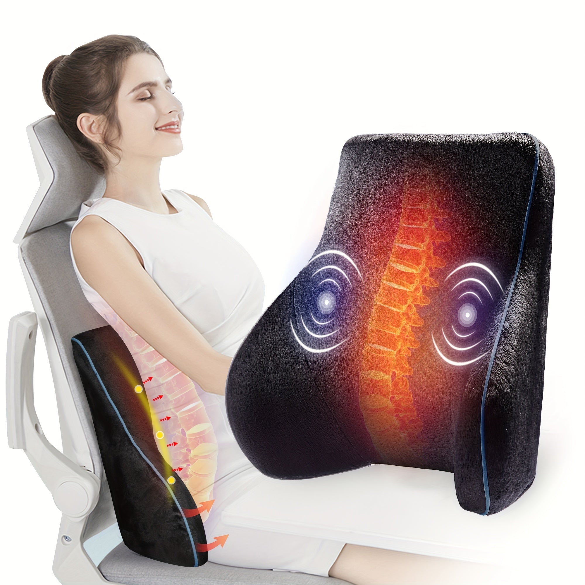 Comfier Back Lumbar Support Pillow For Office Chair, Chair Pillow For Back Support With 3 Vibration Modes & 2 Heat Levels, Father'S Day And Mother'S Day Gift, Perfect Birthday Gift For Men And Women
