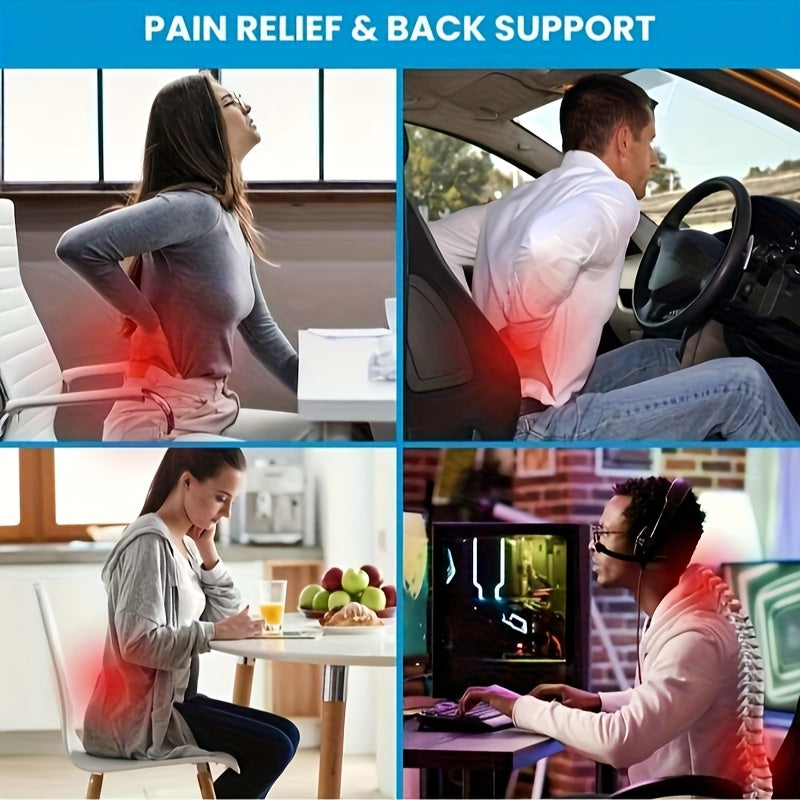 Comfortable Office Chair Lumbar Support Pillow Back Cushion Suitable for Car Gaming Chairs Home Use Relief Posture Improvement Dual Adjustable Straps Black