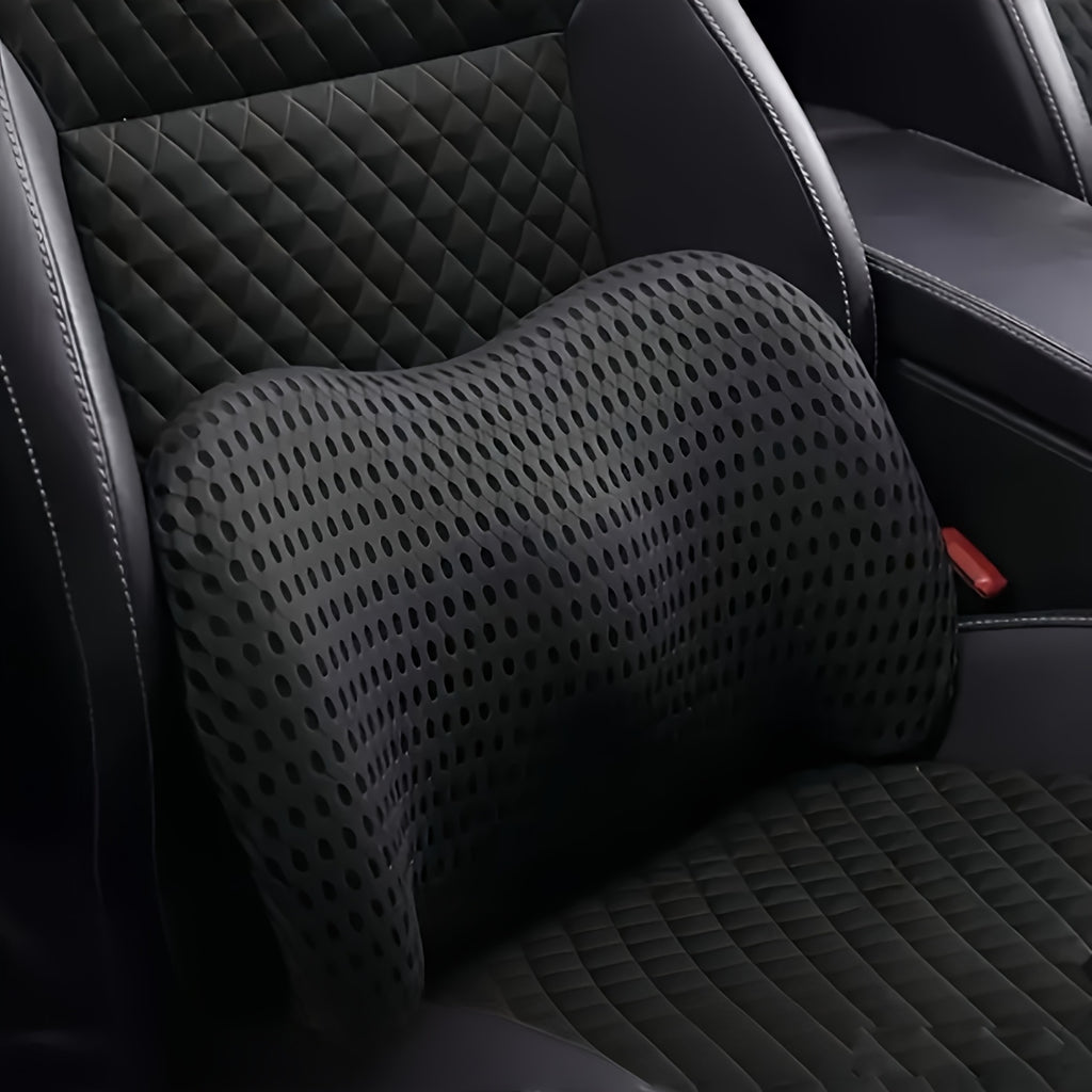 Ergonomic lumbar support pillow with adjustable seat belt - pillows for office chairs, cars, and beds, black, orthopedic design, for spinal alignment, chair pillow | ergonomic design | pillow, lumbar support pillow