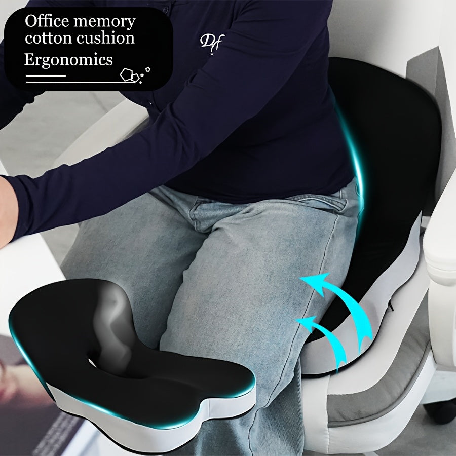 Ergonomic Office Chair Cushion with Memory Foam & Breathable Fabric - Posture-Correcting Lumbar Support, Slow-Rebound Pressure Relief, Irregular Contour Design for Home & Office Chairs (Grey/Black), Posture Corrector, Modern Aesthetic, Slow Rebound Foam