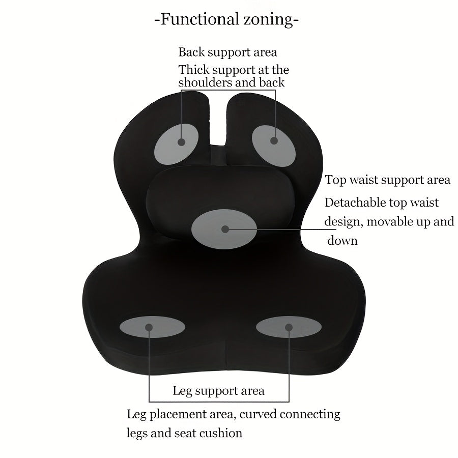 Ergonomic Memory Foam Office Chair Cushion – Lumbar Support for Car Seats, Relaxing Waist Pillow with Soft Non-Woven Fabric Cover, Prevents Collapse & Postpartum Discomfort, Available in Gray/Pink/Blue/Black