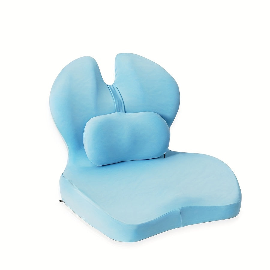 Ergonomic Memory Foam Office Chair Cushion – Lumbar Support for Car Seats, Relaxing Waist Pillow with Soft Non-Woven Fabric Cover, Prevents Collapse & Postpartum Discomfort, Available in Gray/Pink/Blue/Black