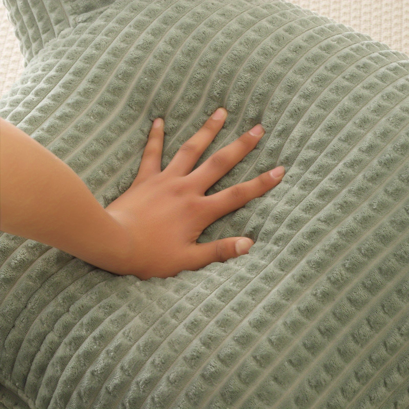 Ergonomic Waist Support Pillow, Lumbar Pillow, Back Support Pillow, Striped Reading Pillow Waist Pad 2-in-1, Washable Pillowcase with Armrests and Storage Bag, Suitable for Office, Bed, Sofa, Desk, Recliner Chair, Vehicle