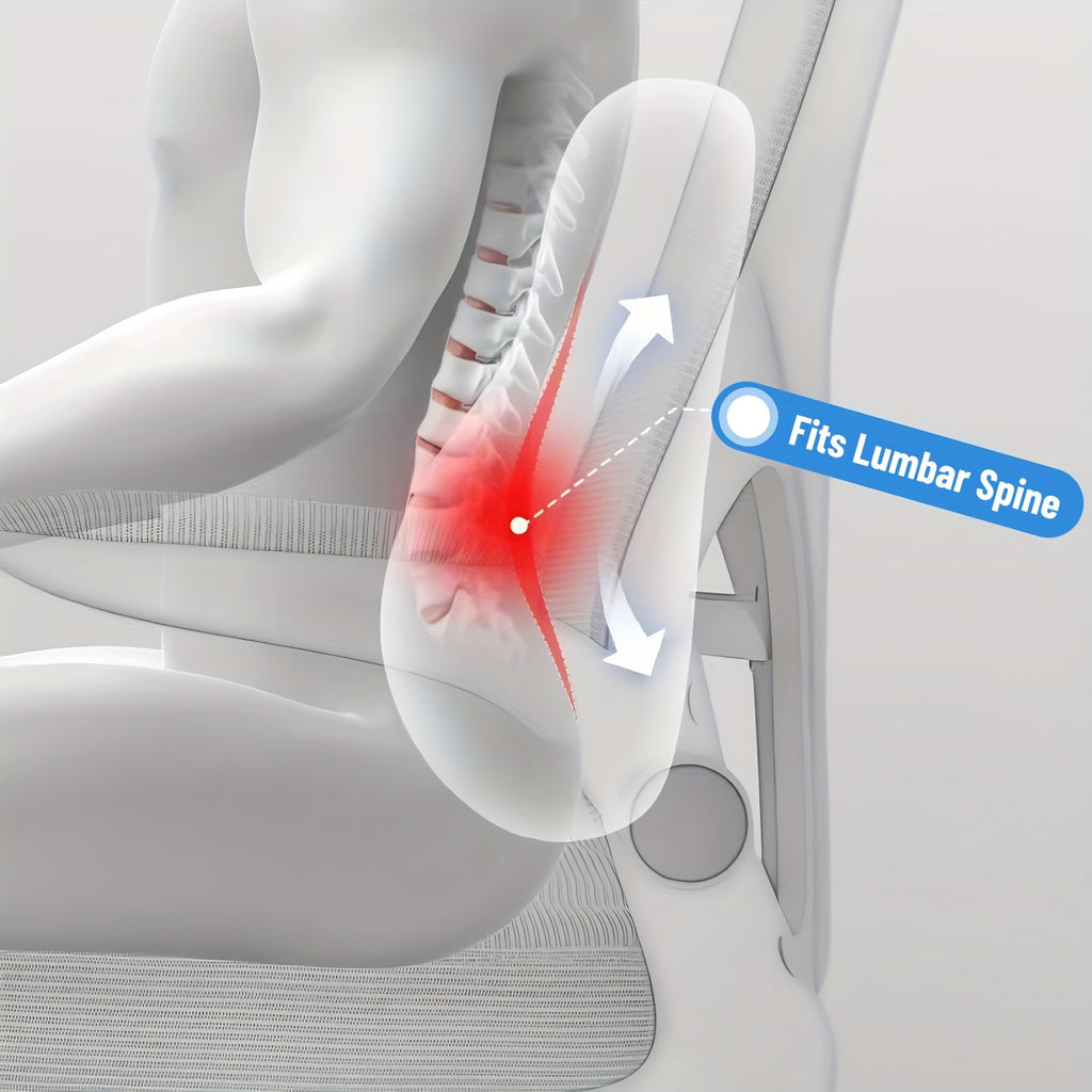 Ergonomic Lumbar Support Pillow with Memory Foam - Posture Corrector Cushion for Lower Back Pain Relief, Office Chair & Car Seat - Portable, Machine Washable, Lightweight Lumbar Pad with Contoured Design - Desk, Car, Home Office Use - Ideal for Prolonged