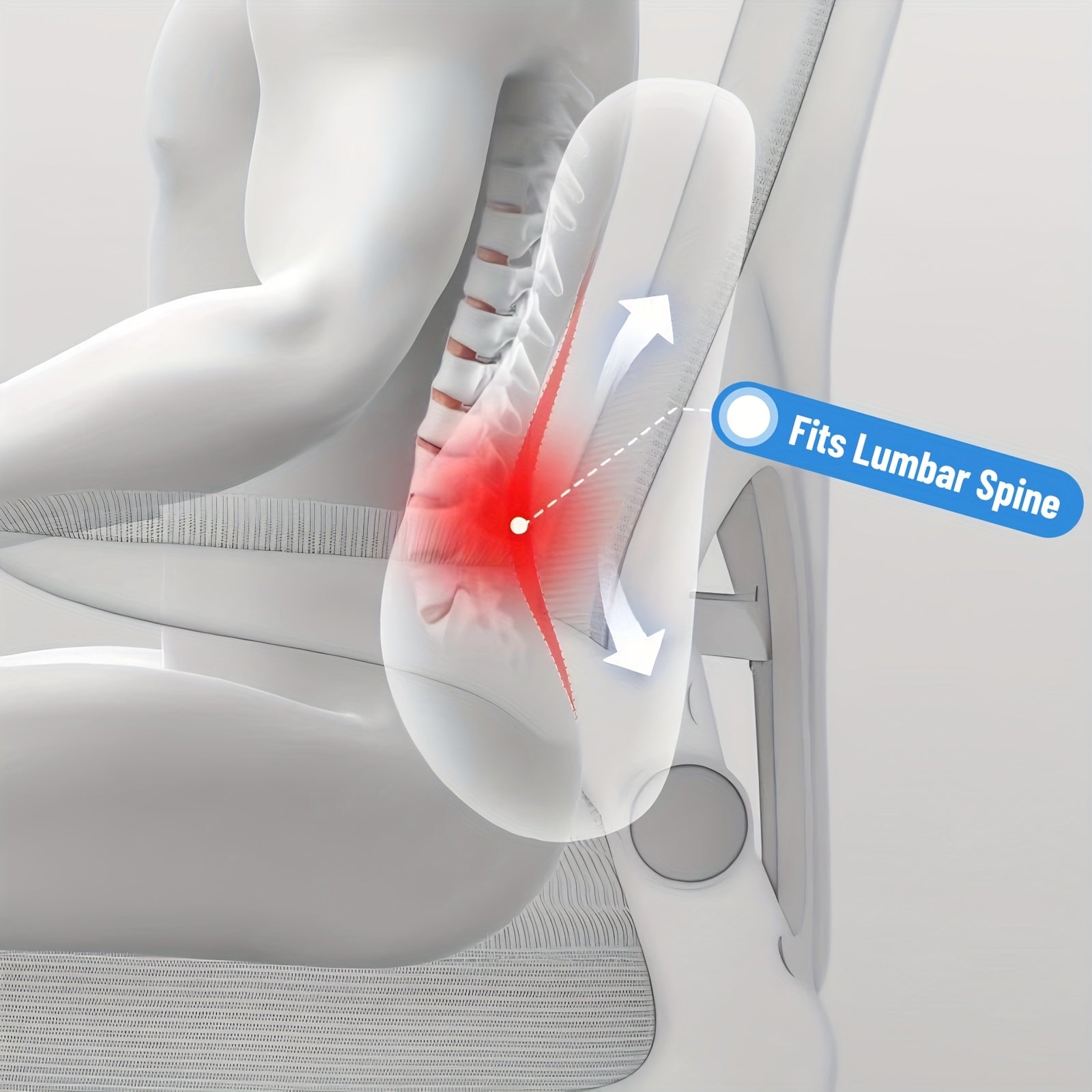 Ergonomic Lumbar Support Pillow with Memory Foam - Posture Corrector Cushion for Lower Back Pain Relief, Office Chair & Car Seat - Portable, Machine Washable, Lightweight Lumbar Pad with Contoured Design - Desk, Car, Home Office Use - Ideal for Prolonged