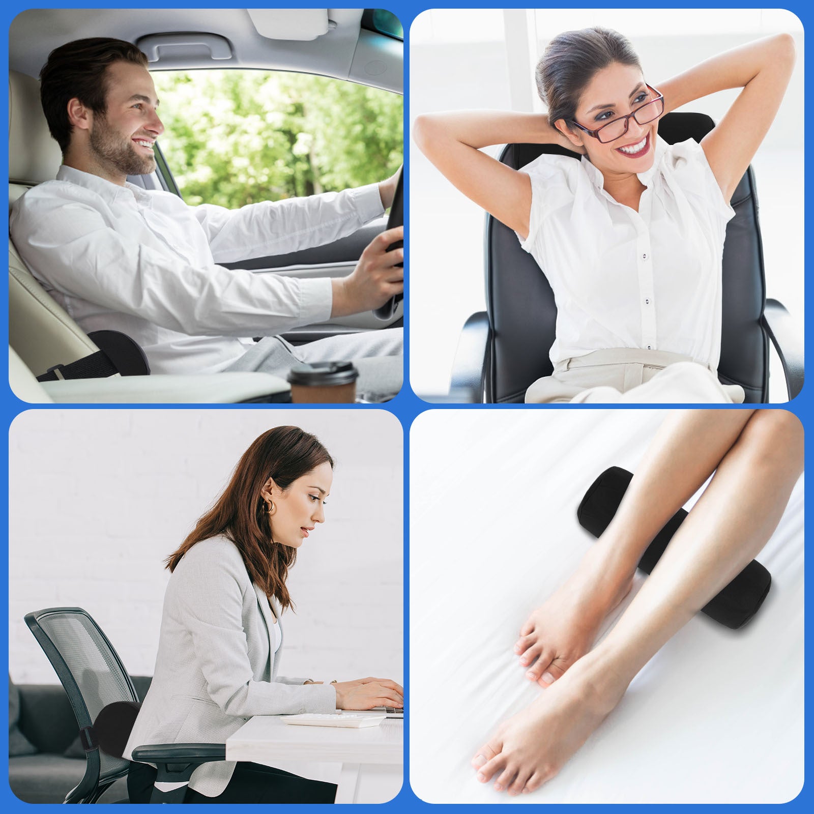 1pc Ergonomic Lumbar Support Pad, Backrest Cushion, Lightweight Knit Fabric Cover, Spot-Clean, for Car Seat & Home Office Use, Black