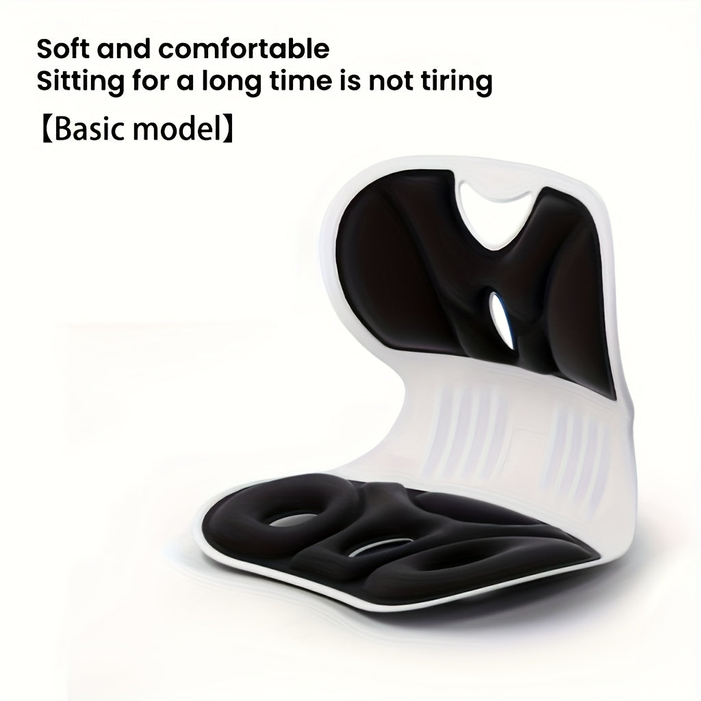 Ergonomic Lumbar Support Pillow - Anti-Fatigue Back Cushion for Study & TV, Breathable Washable Nylon Cover, Multi-Purpose Non-Electric Seat Cushion with Pressure Relief & Posture Support, Black/Gray, Posture Improvement, Modern Design, Durable