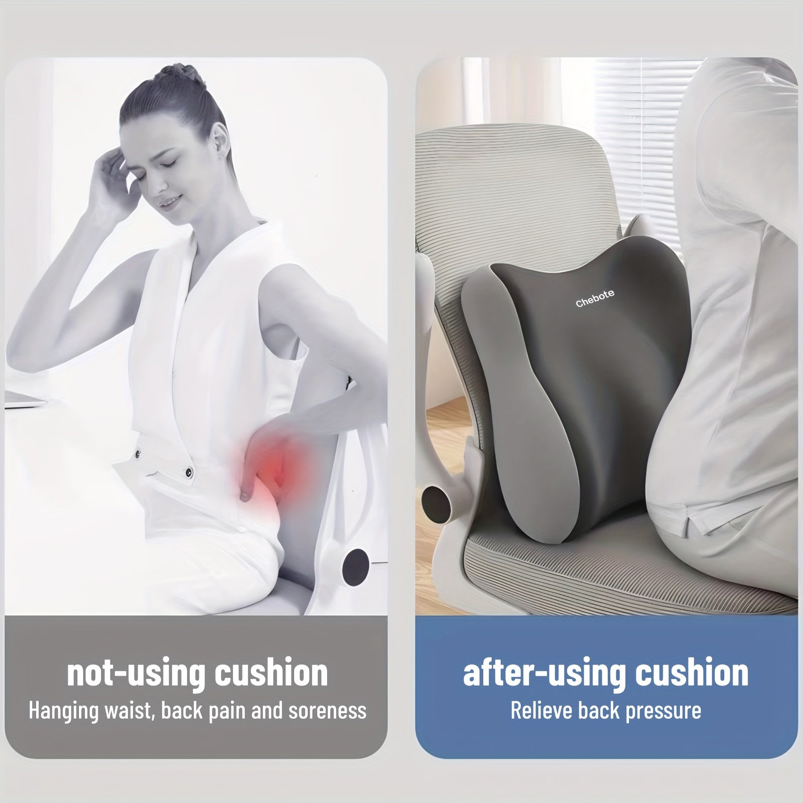 Ergonomic Memory Foam Lumbar Support Pillow - Posture Corrector Cushion for Office Chairs and Car Seats, Portable Machine Washable Waist Support Pad - Suitable for Long Sitting, Breathable Mesh Design, Ideal for Home Office Desk Chairs, Remote Workers