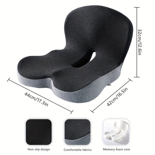 1pc Ergonomic Lumbar Support Cushion with Core - Posture-Correcting Backrest Pillow for Office Chair, Car Seat & Gaming, Removable Cover, Machine Washable, Grey - Ideal Gift for Drivers & Gamers, Contoured Design, Soft Cushioning, Long Sitting Comfort,