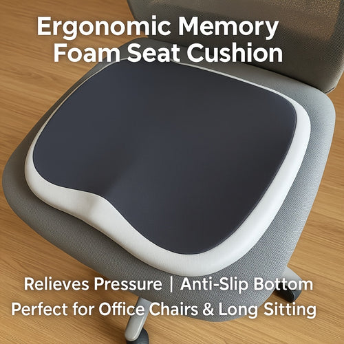 10-Hour Posture-Correcting Office Chair Cushion with Adjustable Lumbar & Buttocks Support - Ergonomic Seat Cushion for Lower Back Pain Relief, Desk, Home Office - Lightweight & Portable, Polyester Fiber - Compatible with All Chairs (No Power Needed), Seat