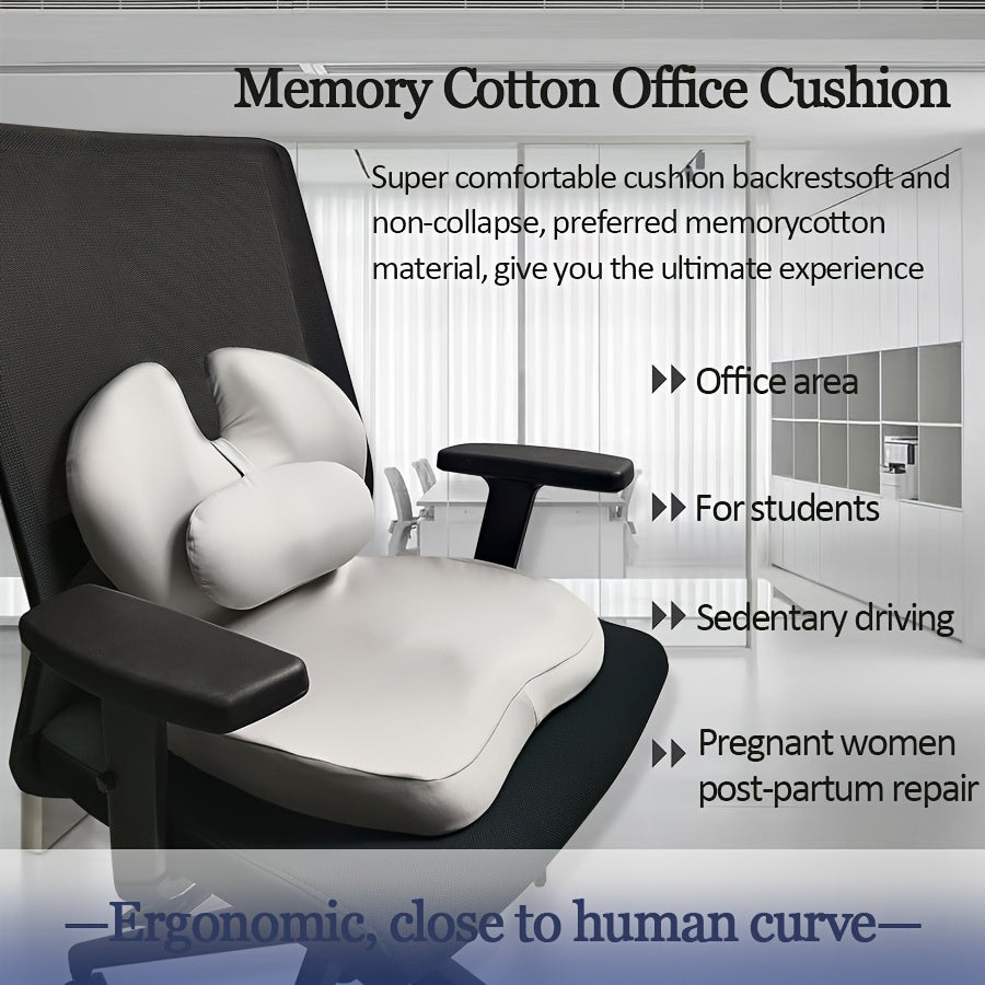 Ergonomic Memory Foam Office Chair Cushion – Lumbar Support for Car Seats, Relaxing Waist Pillow with Soft Non-Woven Fabric Cover, Prevents Collapse & Postpartum Discomfort, Available in Gray/Pink/Blue/Black