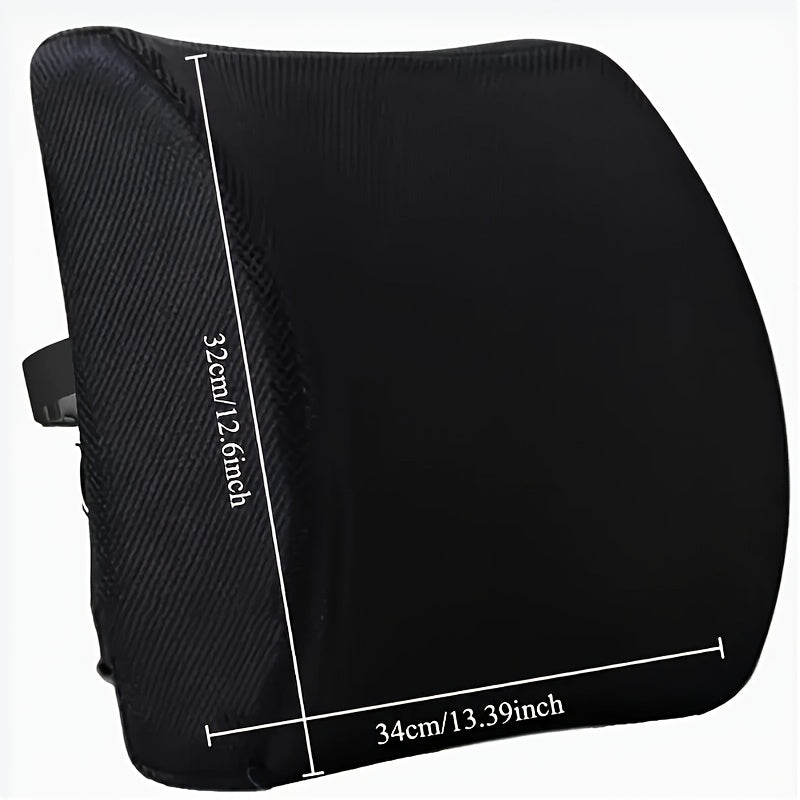 Anthropomorphic Memory Foam Lumbar Support Pillow, Suitable for Office Chairs and Car Seats - Adjustable Backrest Cushion with Breathable Mesh, Perfect Balance and Posture Correction, Black, Car Seat Pad
