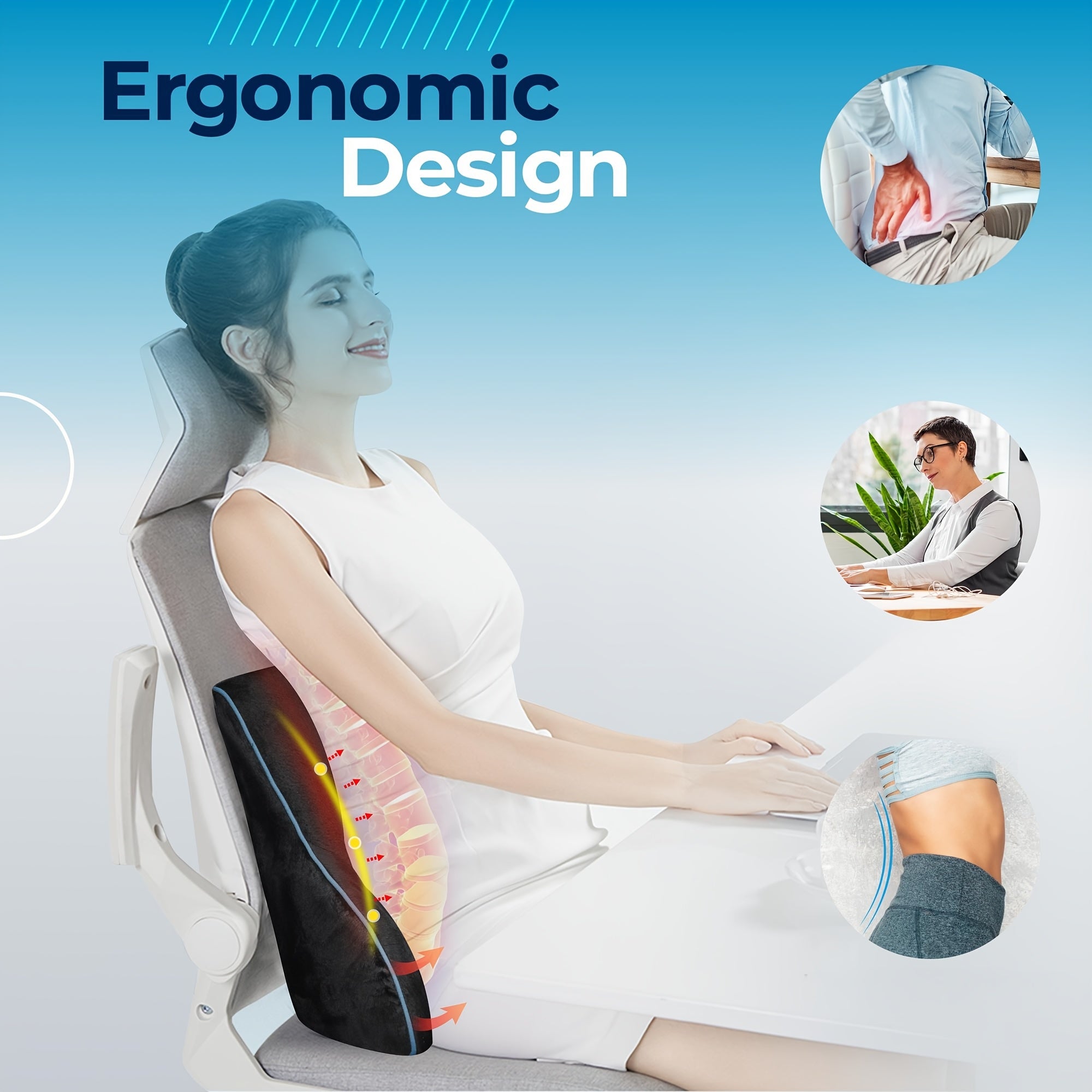 Comfier Back Lumbar Support Pillow For Office Chair, Chair Pillow For Back Support With 3 Vibration Modes & 2 Heat Levels, Father'S Day And Mother'S Day Gift, Perfect Birthday Gift For Men And Women