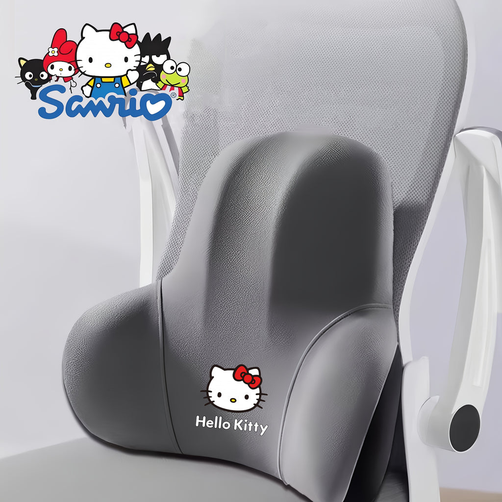 Sanrio for hello kitty Ergonomic Office Chair Cushion - Lightweight Portable Memory Foam Back Support with Contoured Design for Home Office, Car & Bed - Black, White, Pink, Blue, Grey, Chair Cushion for Office, Bedroom Comfort, Playful Character Design,