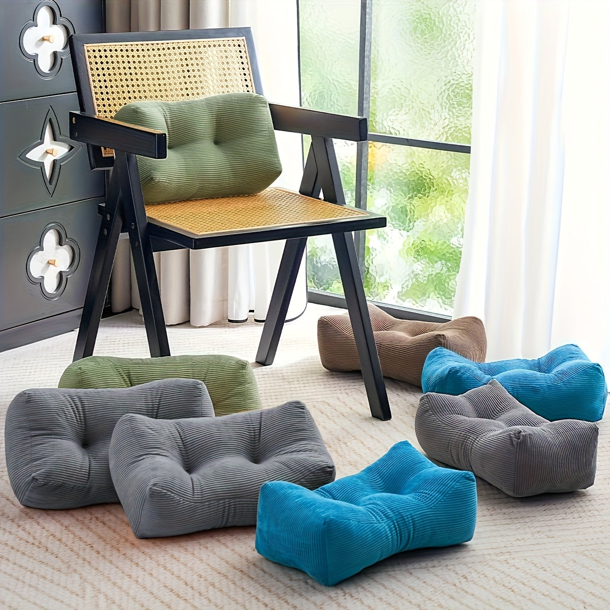 1pc Thickened Multi-Functional Lumbar Support Pillow, Retro Style Machine Washable Corduroy Fabric Suitable for Office Chairs and Home Decor, Concave Seat Cushion with Polyester Filling, Backrest Nap Pillow, Can Be Used as Headrest. 7.87inch*15.75inch