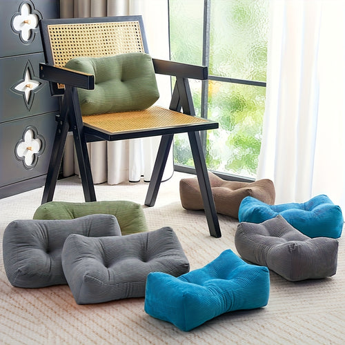 1pc Thickened Multi-Functional Lumbar Support Pillow, Retro Style Machine Washable Corduroy Fabric Suitable for Office Chairs and Home Decor, Concave Seat Cushion with Polyester Filling, Backrest Nap Pillow, Can Be Used as Headrest. 7.87inch*15.75inch