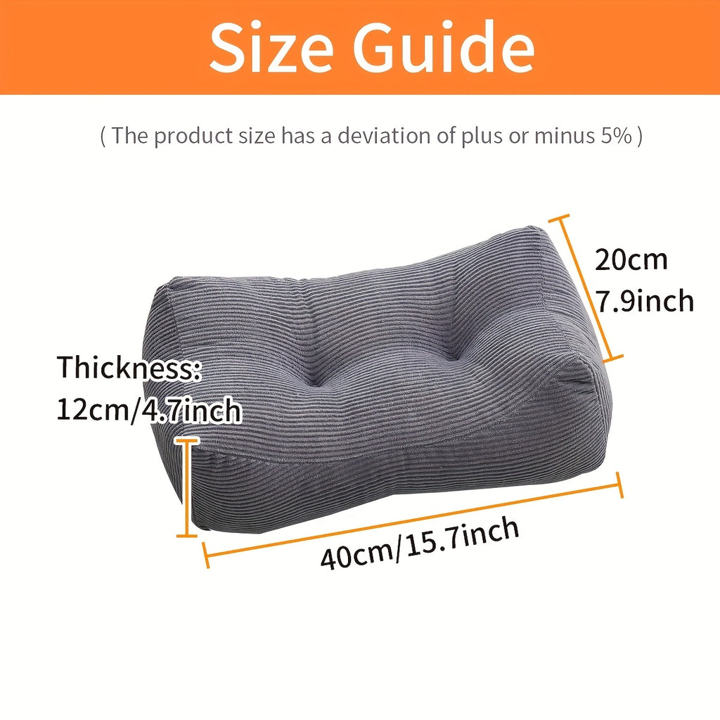 1pc Thickened Multi-Functional Lumbar Support Pillow, Retro Style Machine Washable Corduroy Fabric Suitable for Office Chairs and Home Decor, Concave Seat Cushion with Polyester Filling, Backrest Nap Pillow, Can Be Used as Headrest. 7.87inch*15.75inch