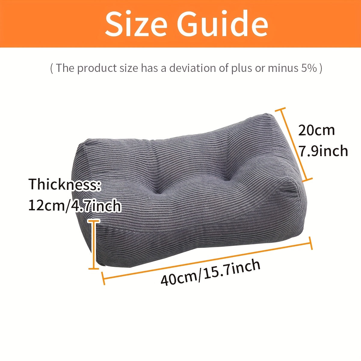 1pc Thickened Multi-Functional Lumbar Support Pillow, Retro Style Machine Washable Corduroy Fabric Suitable for Office Chairs and Home Decor, Concave Seat Cushion with Polyester Filling, Backrest Nap Pillow, Can Be Used as Headrest. 7.87inch*15.75inch