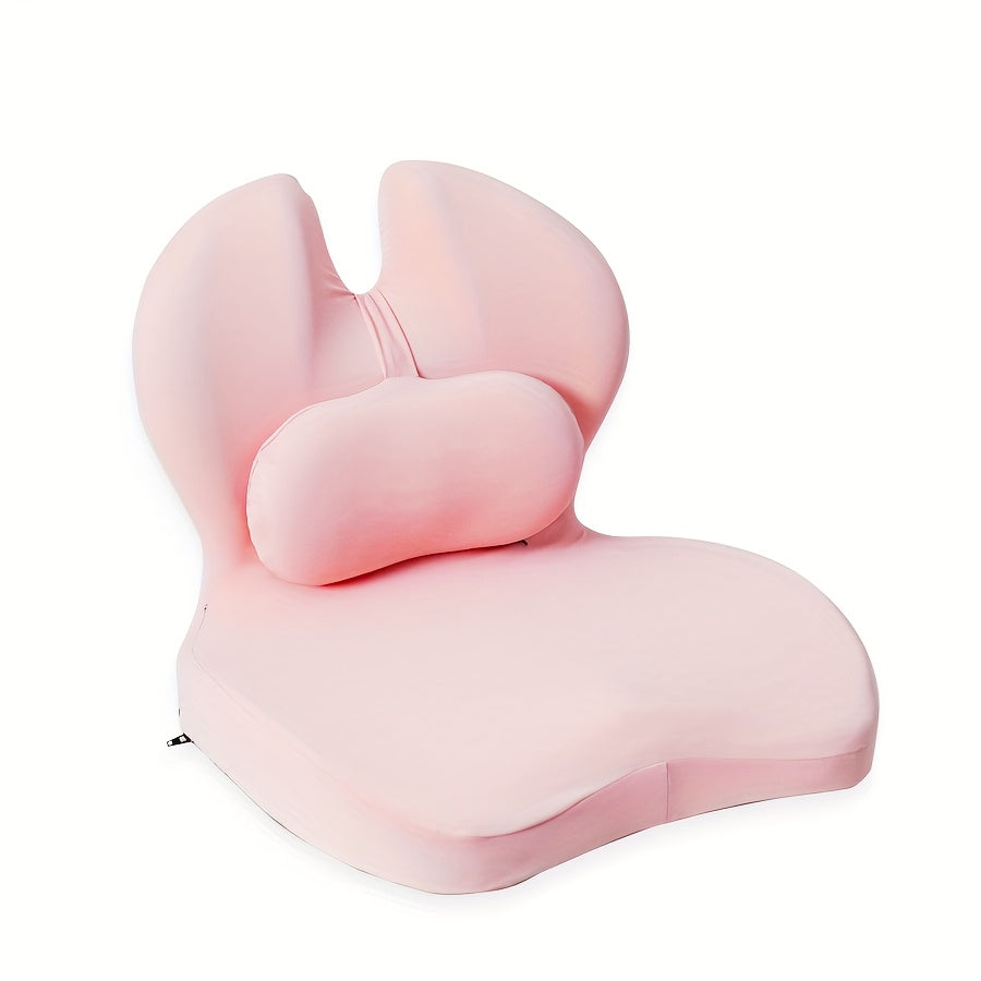 Ergonomic Memory Foam Office Chair Cushion – Lumbar Support for Car Seats, Relaxing Waist Pillow with Soft Non-Woven Fabric Cover, Prevents Collapse & Postpartum Discomfort, Available in Gray/Pink/Blue/Black