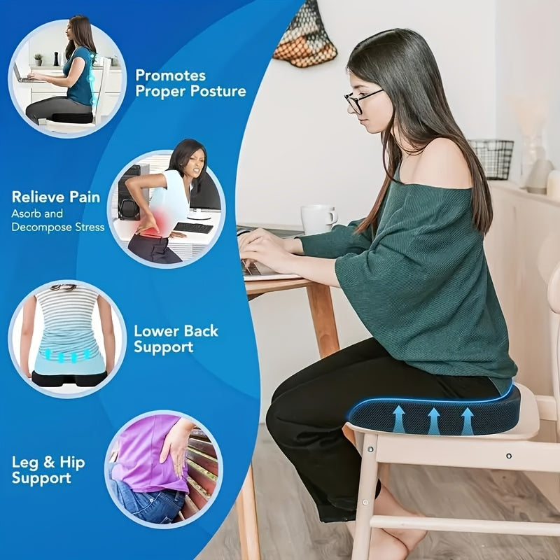 Seat Cushion, Lumbar Support Pillow With Adjustable Strap, Chair Cushions For Adjustable Shoulder Strap Back Support, With Washable Cover Memory Foam For Car, Travel And Wheelchair Black