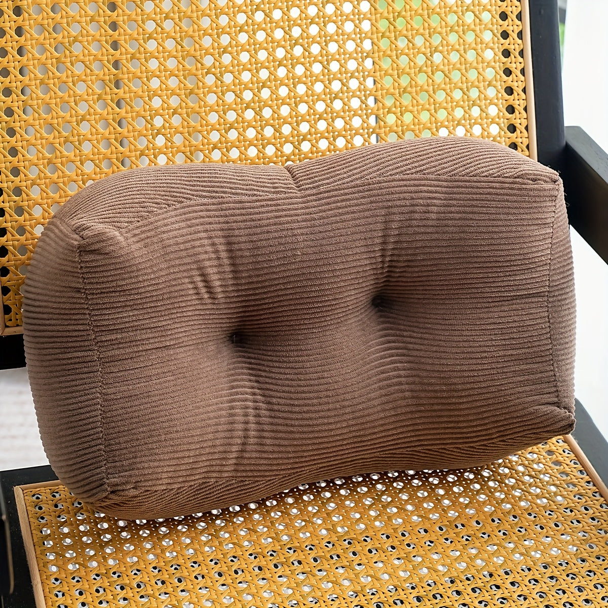 1pc Thickened Multi-Functional Lumbar Support Pillow, Retro Style Machine Washable Corduroy Fabric Suitable for Office Chairs and Home Decor, Concave Seat Cushion with Polyester Filling, Backrest Nap Pillow, Can Be Used as Headrest. 7.87inch*15.75inch