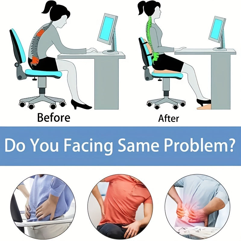 Ergonomic Memory Foam Chair Cushion Set with Lumbar Support - Thick, Height-Boosting Seat Pad for Office, Study & Bedroom Use - White