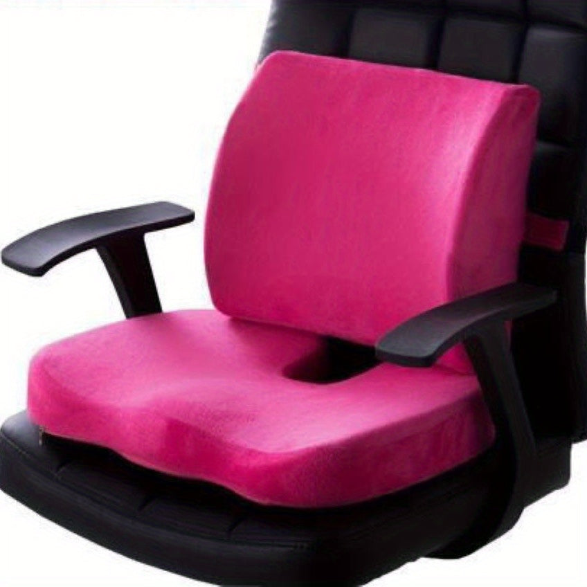 Ergonomic Memory Foam Chair Cushion Set with Lumbar Support - Thick, Height-Boosting Seat Pad for Office, Study & Bedroom Use - White
