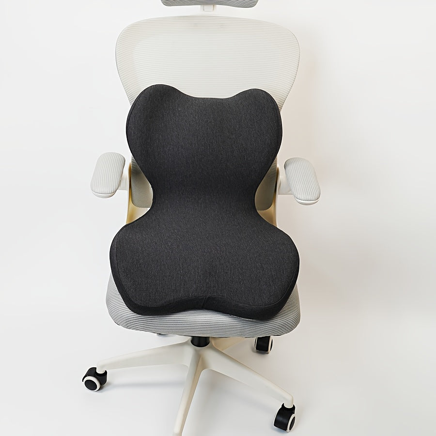 Ergonomic Office Chair Cushion with Integrated Backrest - Memory Foam Seat Cushion, Lightweight & Portable, Medium Soft Support for All Seasons, Black, Ergonomic Design for Posture & Comfort, Ergonomic Office Chair, Posture Support, Sleek Cushion Design,