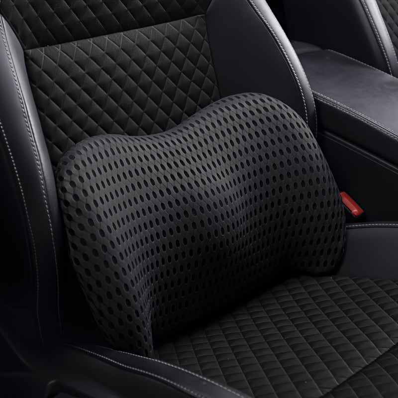 Ergonomic lumbar support pillow with adjustable seat belt - pillows for office chairs, cars, and beds, black, orthopedic design, for spinal alignment, chair pillow | ergonomic design | pillow, lumbar support pillow