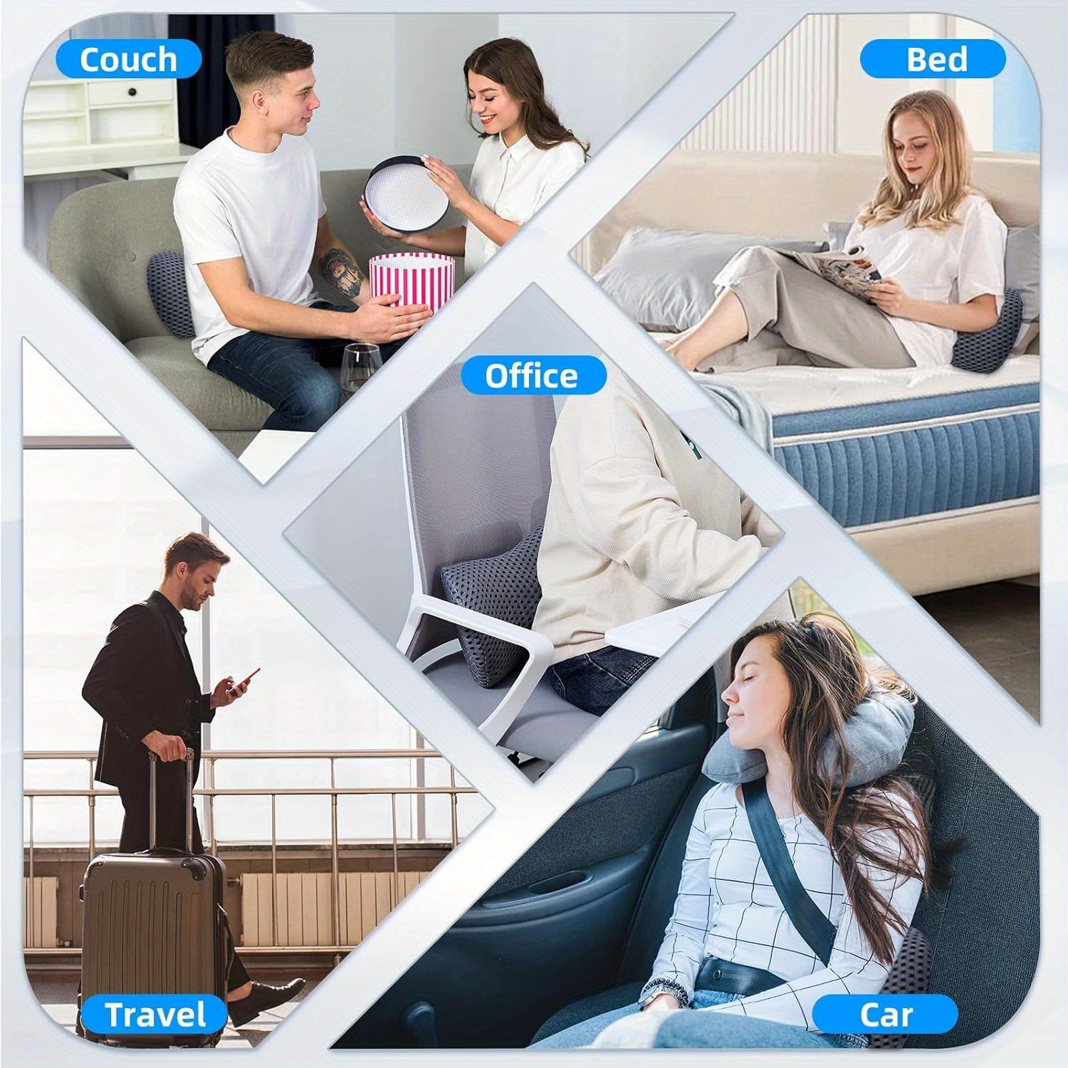 Lumbar Pillow, Lumbar Support Pillow for Office Chair and Car Seat, Back Support Pillow for Lower Back Relief, Support Cushion Back Pillow for Sleeping, Driving, Resting