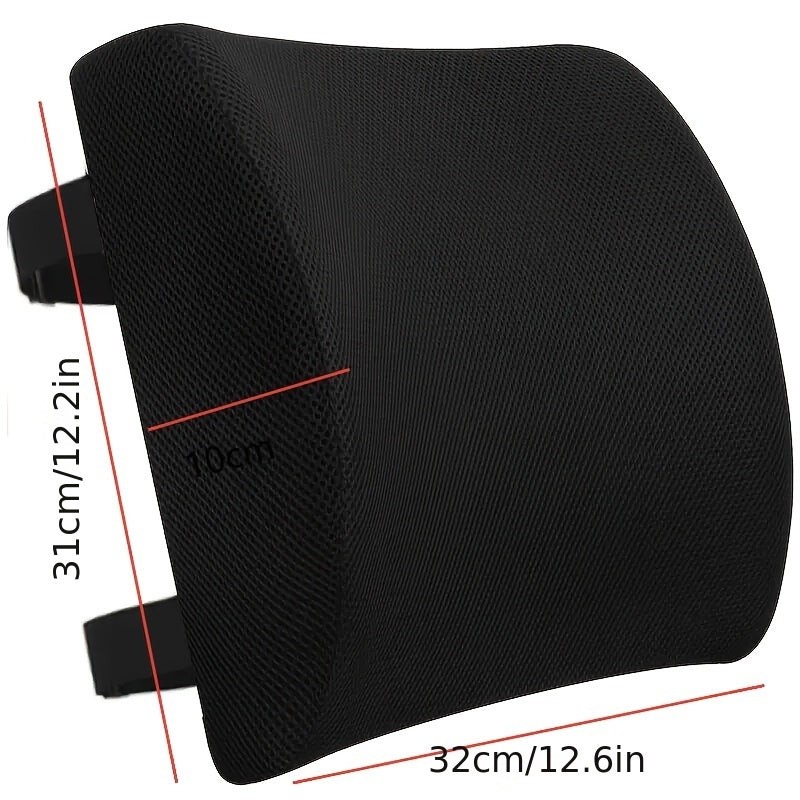 Comfortable Office Chair Lumbar Support Pillow Back Cushion Suitable for Car Gaming Chairs Home Use Relief Posture Improvement Dual Adjustable Straps Black