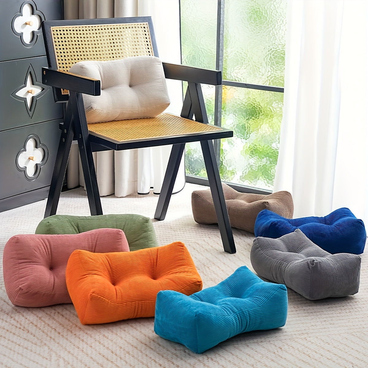 1pc Thickened Multi-Functional Lumbar Support Pillow, Retro Style Machine Washable Corduroy Fabric Suitable for Office Chairs and Home Decor, Concave Seat Cushion with Polyester Filling, Backrest Nap Pillow, Can Be Used as Headrest. 7.87inch*15.75inch