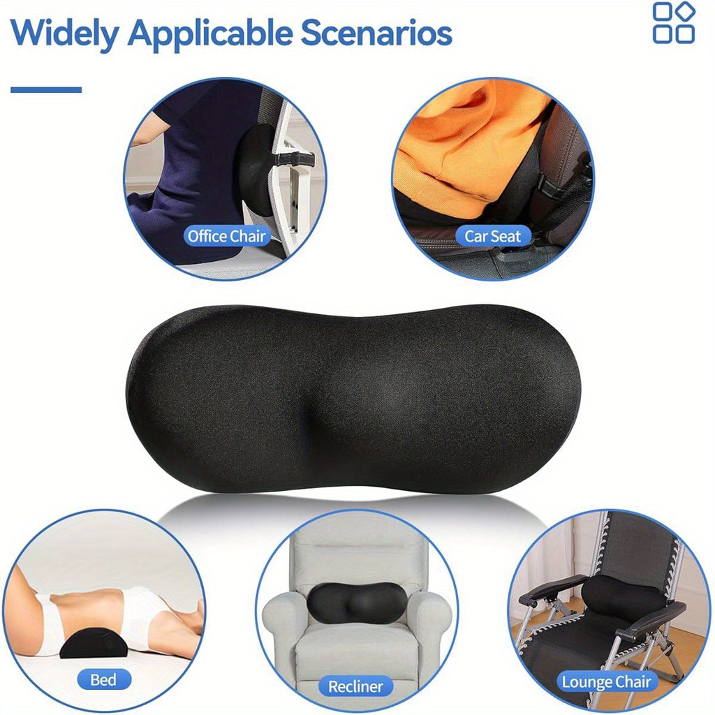 Premium Non-Slip Lumbar Support Pillow with Adjustable Strap - Fade-Resistant, Stay Put Design for Office Chair, Car Seat, Bed & Recliner - Black, Ergonomic Pillow, Seat Cushion, Modern Pillow, Durable Pillow