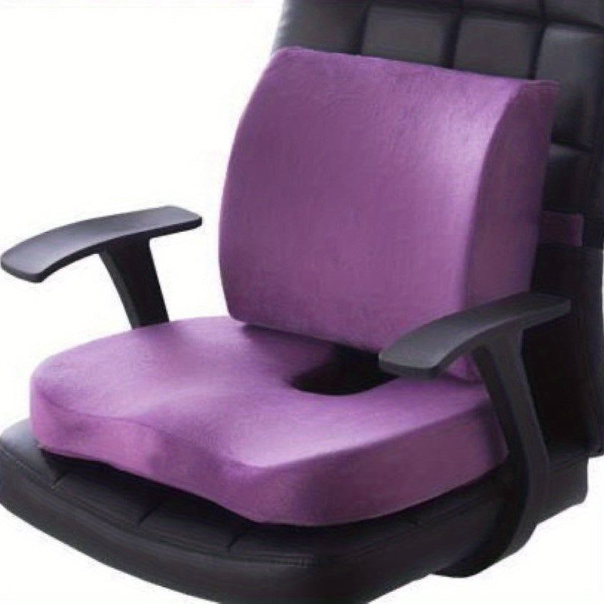 Ergonomic Memory Foam Chair Cushion Set with Lumbar Support - Thick, Height-Boosting Seat Pad for Office, Study & Bedroom Use - White