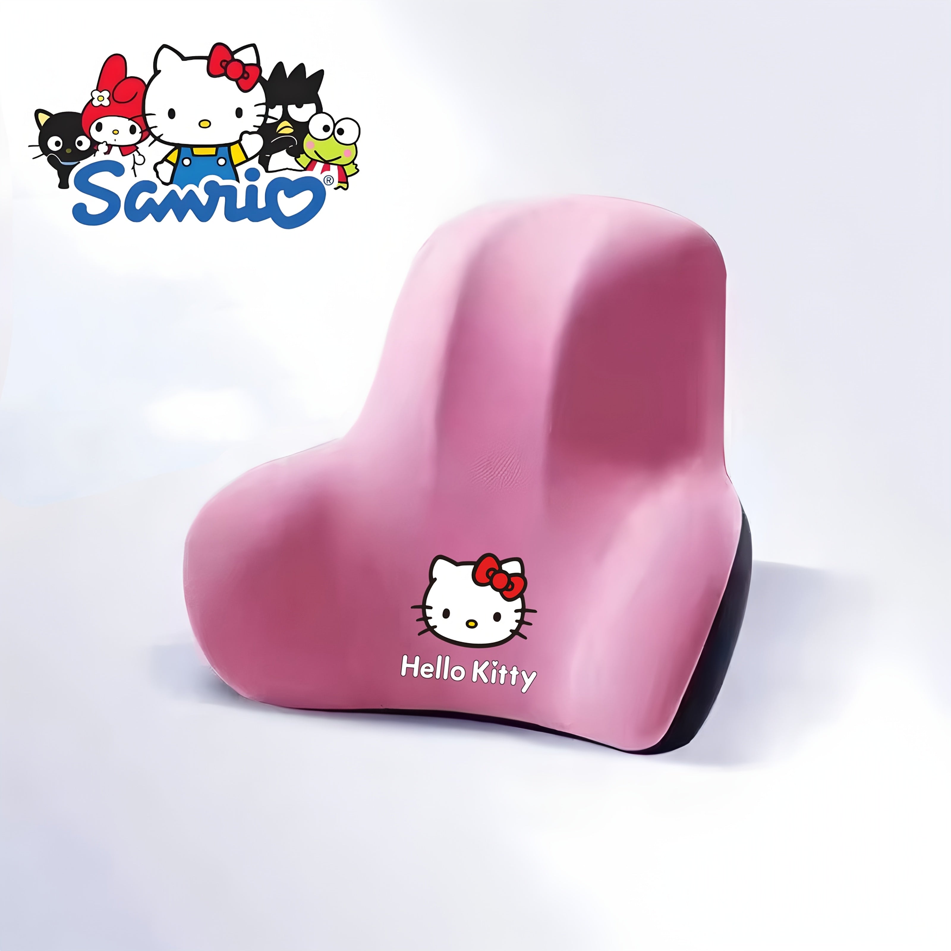 Sanrio for hello kitty Ergonomic Office Chair Cushion - Lightweight Portable Memory Foam Back Support with Contoured Design for Home Office, Car & Bed - Black, White, Pink, Blue, Grey, Chair Cushion for Office, Bedroom Comfort, Playful Character Design,