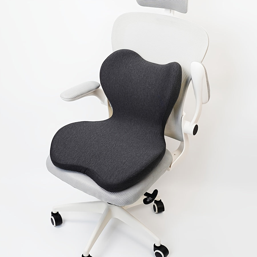 Ergonomic Office Chair Cushion with Integrated Backrest - Memory Foam Seat Cushion, Lightweight & Portable, Medium Soft Support for All Seasons, Black, Ergonomic Design for Posture & Comfort, Ergonomic Office Chair, Posture Support, Sleek Cushion Design,